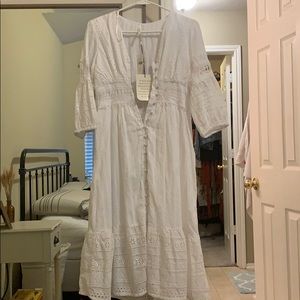 ANTHROPOLOGIE Ebba Eyelet MIDI Dress